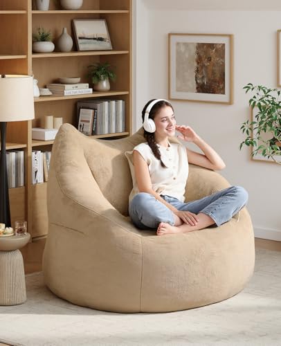 Image of Relefree Cafy Bean Bag Chair for Adults,Oversized Reading Chair with Armrests,Memory Foam Filling Comfy Chair,Giant Cozy Adult Bean Bag Chair,Large Lazy Living Room Chair for Bedroom,Reading Nook
