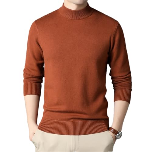Men Basic Jumpers Pullover Knit Tops for Winter Solid Color Sweater Mock Neck Male Clothing