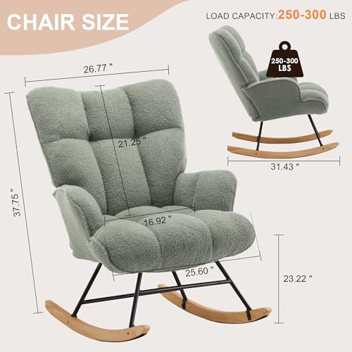 Zedachica Nursery Rocking Chair Teddy Upholstered Glider Rocker Rocking Accent Chair With High Backrest Comfy Armchair With Padded Seat Soft Side Chair For Living Room Bedroom Office thumb #1