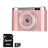 4K Digitalkamera für Fotografie mit Autofokus, 48MP Vlogging-Kamera für YouTube, 64GB SD-Karte, 2,8-Zoll-Flip-Bildschirm, kompakt für Reisen mit 8-fachem Zoom, Blitz, Anti-Shake, wiederaufladbarer
