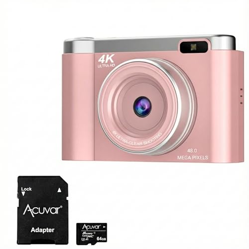 Cute 4K Digital Camera for Teens with Flip Screen & 48MP