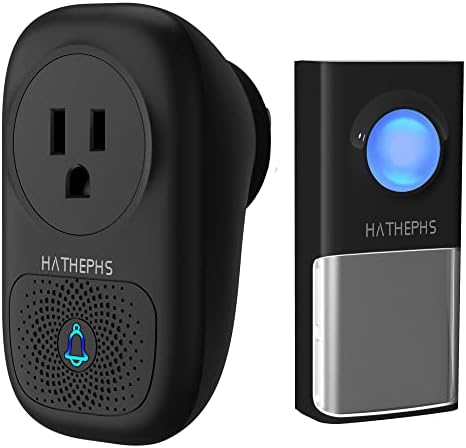 Wireless Doorbell, HATHEPHS IP65 Waterproof Door Chime Kit Operating at 1300 Feet with 58 Chimes, 4 Notification Modes & LED Flash, Suitable for Home, Classroom, Office