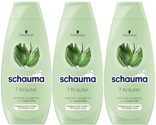 Schauma Schwarzkopf Shampoo 7 Kräuter (3x 400 ml) Haarshampoo verleiht der Haarstruktur eine leichte Frische Frische-Shampoo für normales bis schnell fettendes Haar