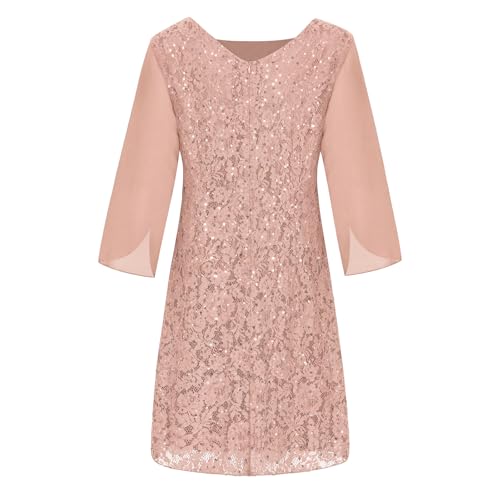 COOAN Damen Formales Festliche Kleid Hochzeitsgäste Kleider Cocktail Spitze Pailletten Evening