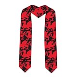 Augenstern Unisex Pointed Graduation Stoles Welsh-Dragon-Red-Black Fashion Graduation Sash