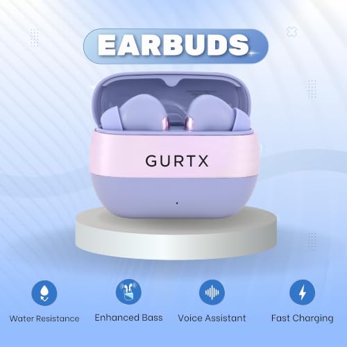 Image of Earbuds Wireless with 60H Playtime, Noise Isolation & Clear Calls, Bluetooth with Voice Assistant, Ear Buds with Bluetooth V 5.3 & with Type C Fast Charging, IPX4 TWS Earphones Purple Colour