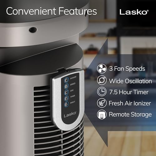 image for Lasko Oscillating Tower Fan with Remote, Quiet Floor Fans for Bedroom,
