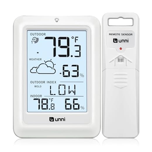 Indoor Outdoor Thermometer Wireless Weather Station, Temperature Humidity Monitor Battery Powered Inside Outside Thermometers with 330ft Range Remote Sensor and Backlight Display（WH01）