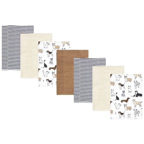 Image of Hudson Baby Unisex Baby Flannel Burp Cloth 7pk, Handsome Dogs, One Size