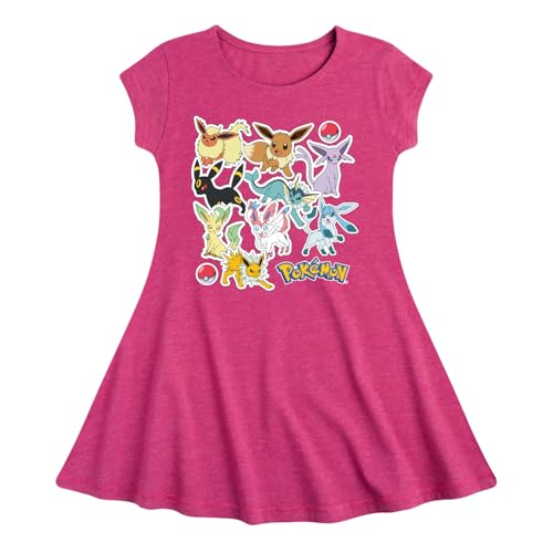 HYBRID APPAREL - Pokémon - Eevee Evolution Stickers - Youth Girls Fit and Flare Dress