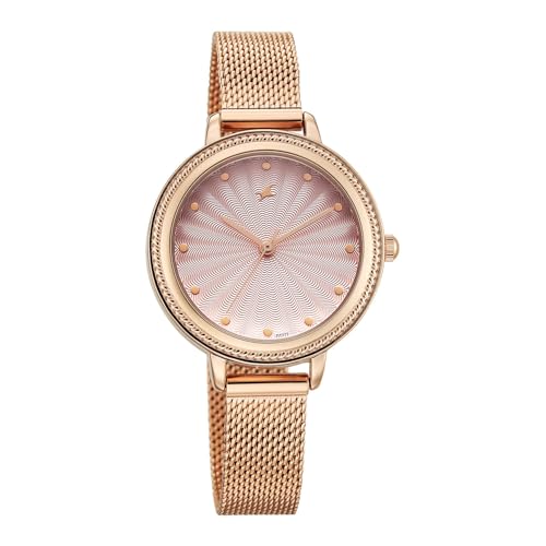 Image of Fastrack Stunners X Quartz Analog with Pink Dial Rose Gold Stainless Steel Strap Watch for Girls - 68048WM02