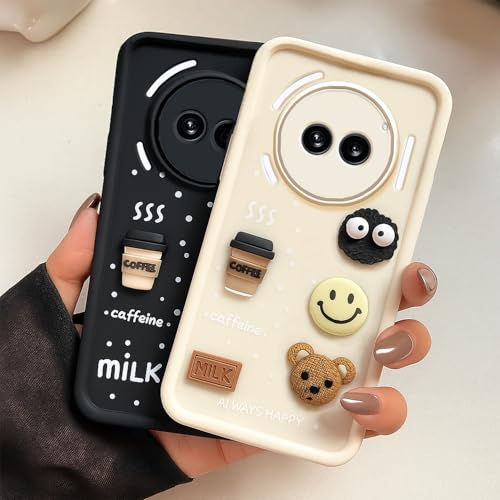 Image of COLORflow Back Cover Compatible with Nothing Phone 2A 5G / 2A Plus 5G | Cute Fun Cartoon 3D Ball Coffee Silicone Case (White) | Designer Camera and Body Protected Back Cover