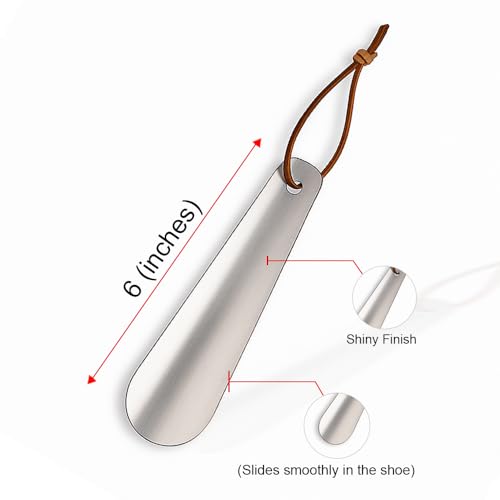 Image of Helios Shoe Horn Long Handle Steel |Shoe Horn for Men|Women|Kids|Stainless‑Steel Shoe Horn - Heavy Duty & Durable (6 inch)