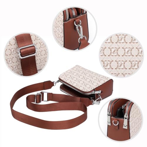 Image of Crossbody Bags for Women Small Shoulder Purses with Adjustable Wide Strap, Triple Zip Design