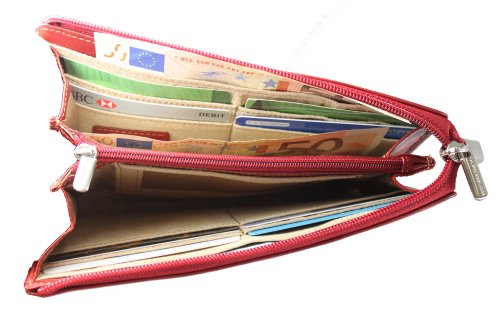 Preisvergleich Produktbild Tony Perotti TP2596G Geldbörse aus italienischem pflanzlichem Leder, groß, Rot