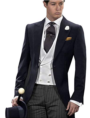 Blazer tailcoat homme noir un bouton veste de costume revers en pointe banquet mariage