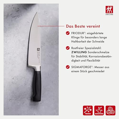 ZWILLING VIER STERNE Kochmesser 20 cm, Rostfreier Spezialstahl, Ergonomischer Kunststoff-Griff, Made...