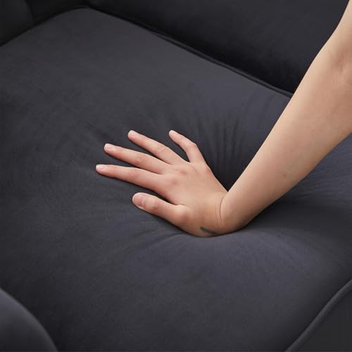 Image of Modern Chesterfield Sofa Couch, 63.5-inch Velvet Fabric Loveseat Sofa with Rolled Arms and Tufted Button for Living Room, Office, Black