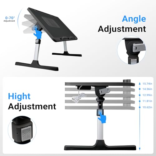 Image of iXTRA Adjustable Laptop Lap Desk with Cooling Fan USB Light for Adults 60 * 40cm,Black