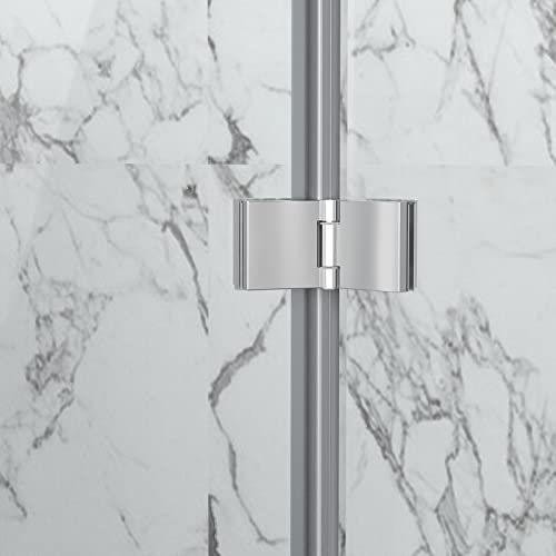 Lovmor Folding Shower Door, 34" W X 72" H Bi-Fold Glass Bathroom Shower Door, 1/4" Folding Shower Door With Chrome Finish, Reversible Installation #TOP7