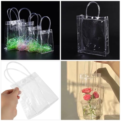 Bolsa de mano transparente de PVC PHENOFICE pack de 24 bolsas reutilizables con asa resistente 3