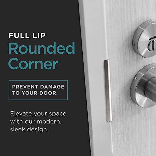 Image of NYCO - Universal Door Strike Plate 4 7 /8 inch x 3 3 /8 inch x 1 1 /4 inch - Deadbolt Strike Plate Door Backplate - Round Extended Corner -Steel with Black Finish - Strike Plates (Stainless Steel US32D)