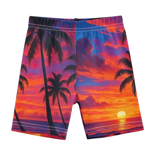 Girls Biker Shorts Toddler Cotton Shorts for Under Dresses Tropical Beach Sunset Palm Trees Little Girl 4t
