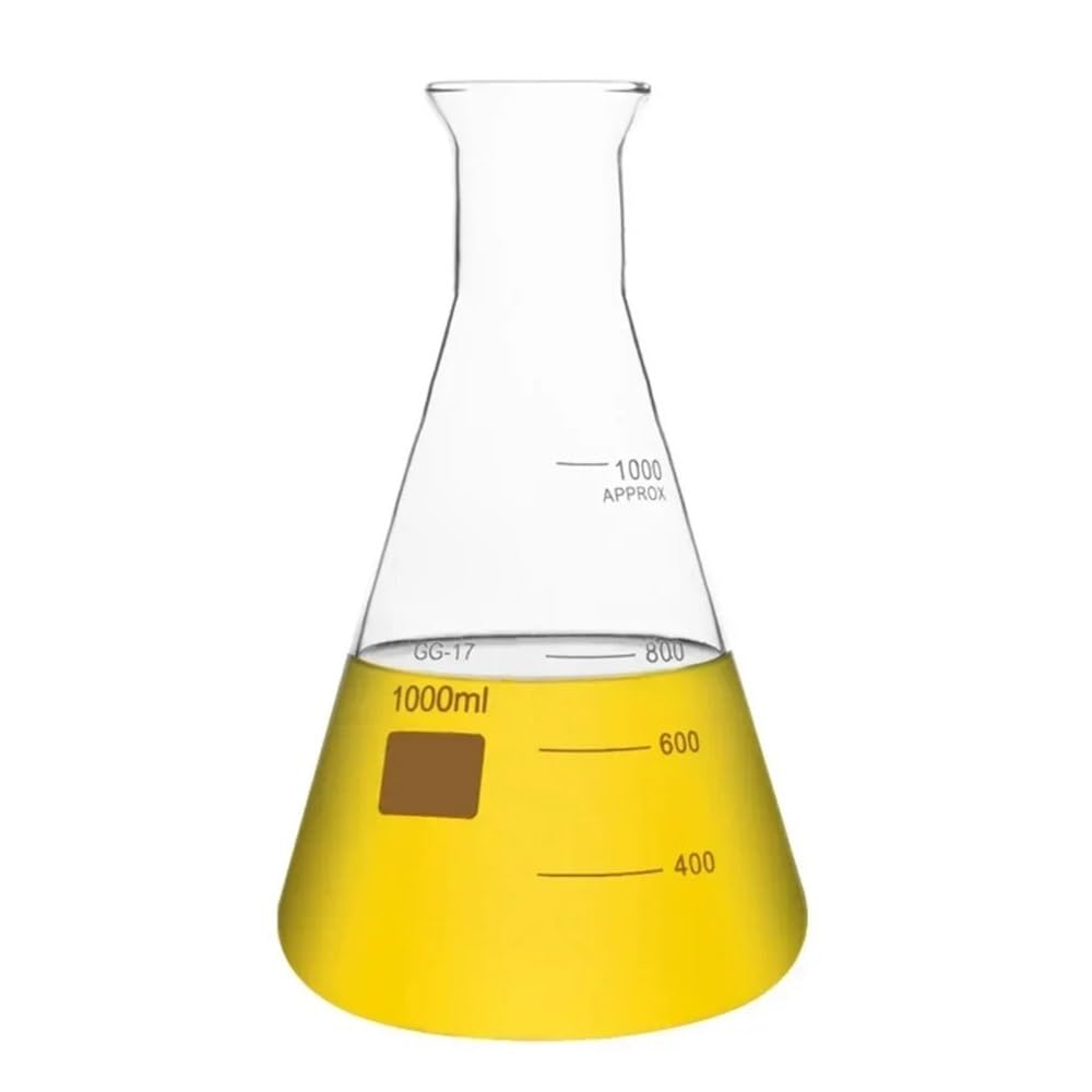1 matraz Erlenmeyer de vidrio de laboratorio de 50 ml a 2000 ml, recipiente cónico for laboratorio, boca ancha.(2000ml)