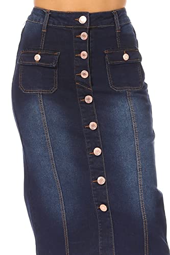 Fashion2Love Women's Juniors/Plus Size Middle - Length Stretch Denim Pencil Skirt (78032)4
