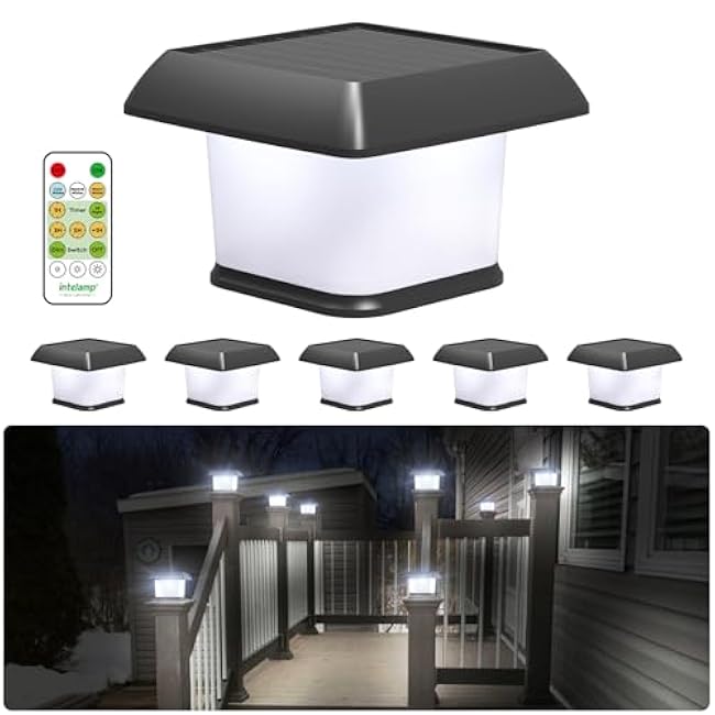 intelamp Solar Post Cap Lights Fence Deck LED Lighting 3x3 4x4 5x5 6x6 Warm White Light