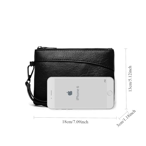 Image of Women PU Leather Tote Bag, Black Handbag Shoulder Hobo Purse Large Crossbody Bag Ladies Bucket Wallet Set 2pcs for Shopping