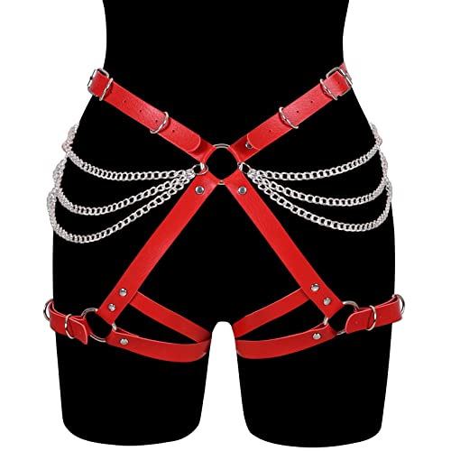 Garter Belt Leg Strap Rave Body Chain Gothic Harness for women Leather cage Dance Rock Festival Punk Photography4