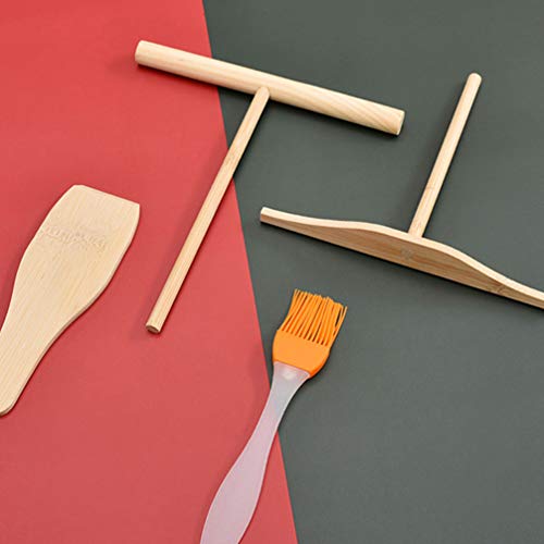 Kit de Espátula Espátula Espátula de Crepe de Madeira Cabilock com Escova de Pastelaria para Fazer P