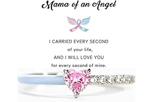 Mama Of An Angel Ring For Women, Self Love Pink Heart-Cut Half...