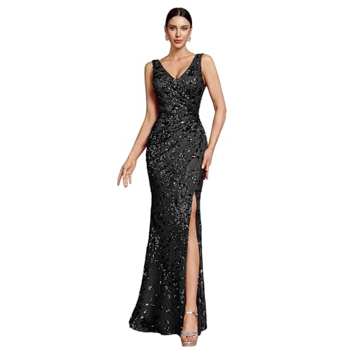 BluePlum Elegant Maxi Formal Dress for Women, Sleeveless Wedding Guest