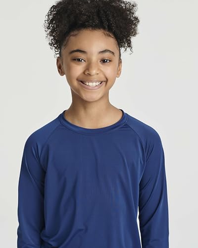 Image of Real Essentials 4 Pack: Girls' Rash Guard Swim Shirts - Long Sleeve UPF Sun Protection Tops (Ages 4-16)