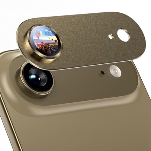 Image of Uyiton Compatible with iPhone Air Camera Lens Protector - [Not Easy to Break][Strong Adsorption][Case-Friendly] Metal Tempered Glass Rear Camera Screen Cover - Brown