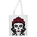 Produktbild Nacnic Tote Tasche Tuch Catrina mit roten Blumen. Mehrzweck Schultergurt