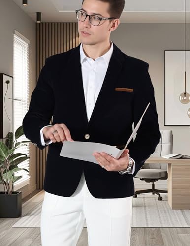 Mens Casual Corduroy Blazer Sport Coat Slim Fit One Button Notch Lapel Suit Jacket for Daily Wear, Work, Wedding & Party4