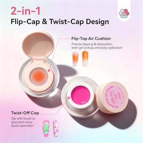 Image of SAVILAND Cushion Patting Gel Polish Kit: 6 Colors Pat Pat Gel Colorful Ombre Painting Gels with 100PCS Sponges Pigmented No Wipe Pats Gels Polish Palette Gradient Blush Aura Nail Art Home Salon Use