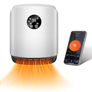 Space Heater for Indoor Use Wall Mounted with WIFI/Remote,1500W Portable Heater Fast Heating with Adjustable Thermostat,Quiet Heater for Bedroom/Living Room/Office…