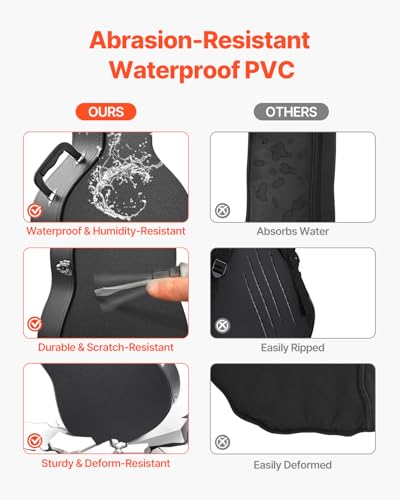 Image of VEVOR Acoustic Guitar Hard Case, 43.31 in Gourd-Shaped Guitar Hard Case, With Lock Latch Key Handle, PVC Padding Soft Lining Water-Resistant Hard Shell Guitar Case, for 39-41 in Acoustic Guitar, Black