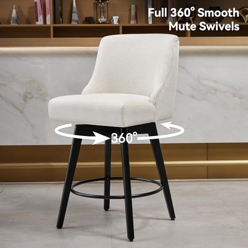 Image of 26 inch Counter Height Swivel Bar Stools, Set of 6, Cream