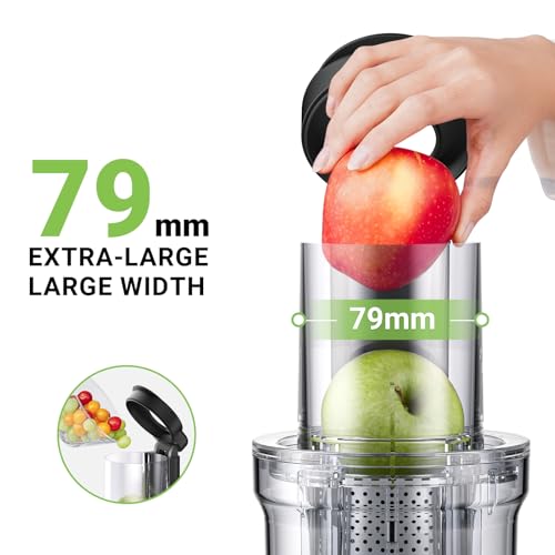 AMZCHEF Cold Press Juicer - Juicer Machine with Large Feed Chute for Whole Fruits and Vegetables - Durable Stainless Steel Masticating Juicer, Large Auger, Double Strainers - Image 3