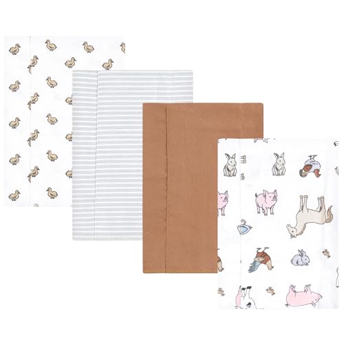 Image of Hudson Baby Unisex Baby Cotton Flannel Burp Cloths, Farm World, One Size