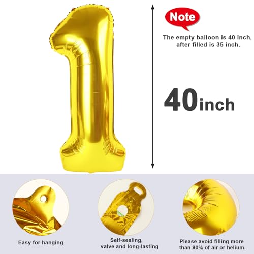 Image of Number 0 Balloon Birthday Decorations, 40In Gold Balloons for Party | Eye-catching Appearance, Perfect Decorative Centerpieces, Convenient Self-sealing Structure, Widely for Various Occasions