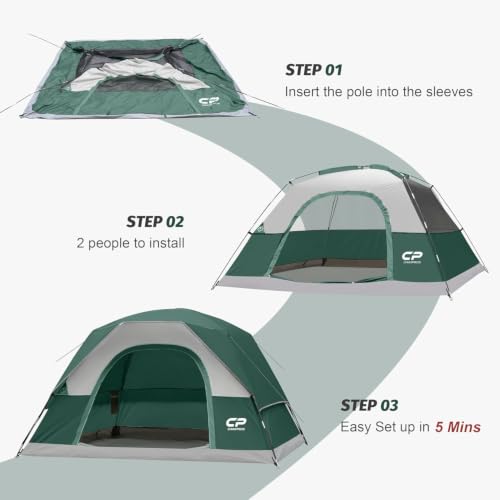Image of CAMPROS CP Tents for Camping 2 /4 /6 Person, Waterproof Windproof Dome Tent