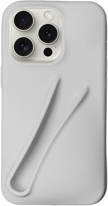 Lip Gloss Phone Case Cute for iPhone 15 Plus /14 Plus for Women Girls Protective Silicone Shockproof Slim Funny Stylish Phone Case Compatible with iPhone 15 Plus/14 Plus（Light Gray）