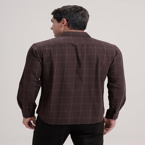Image of BASICS 100% Cotton Checked Shirt for Men | Slim Fit | Everyday Smart Casual Wear | Full Sleeve