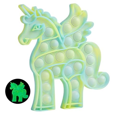WHATOOK Push Bubble POP Sensory Fidget Unicorn Toys, Autism Special Needs Stress Relief and Anti-Anxiety Silicone Squeeze Toy Tools for Kids and Adults (Fluorescence) Cover
